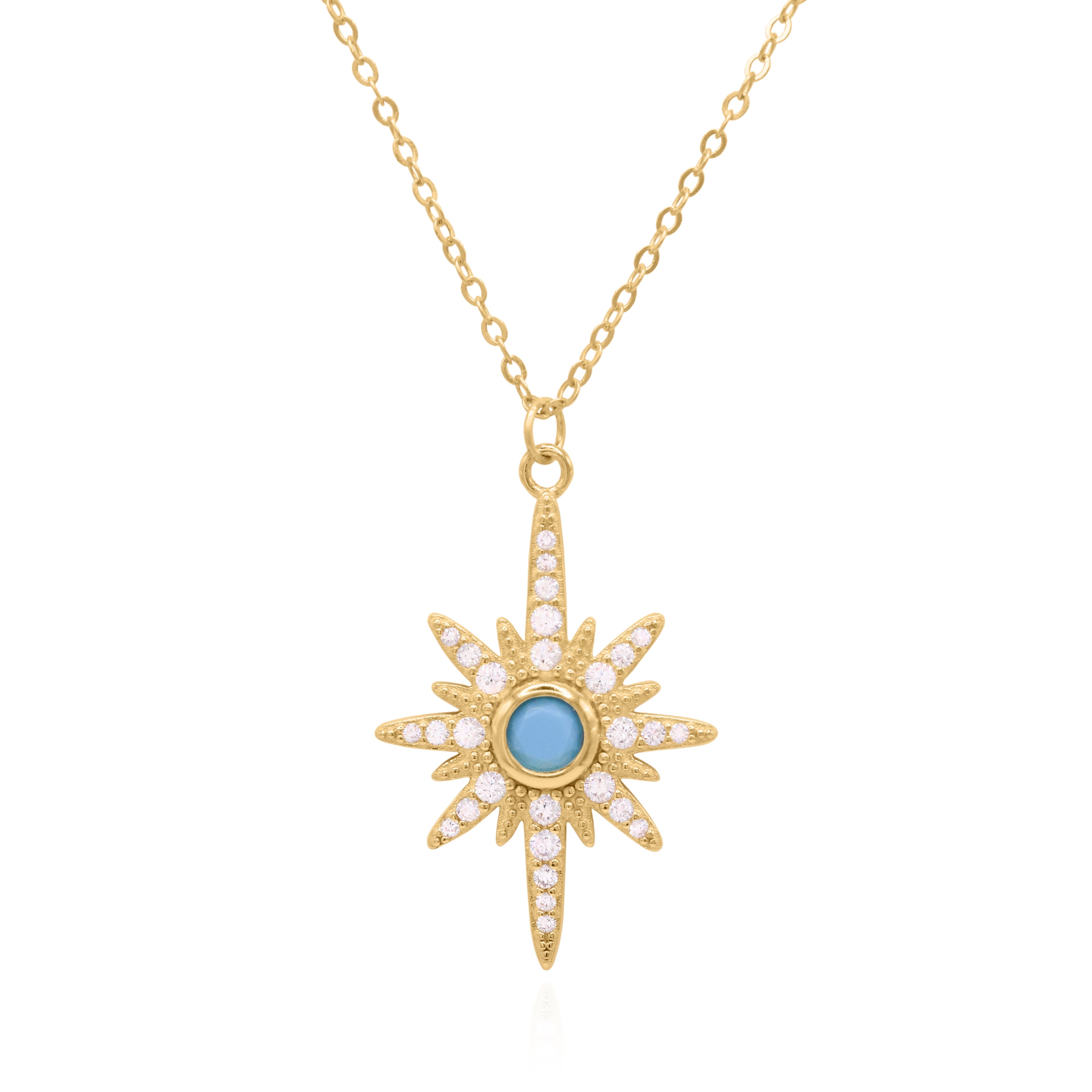 Collier Heidi North Star avec pierre de naissance | Plaqué or 18 carats