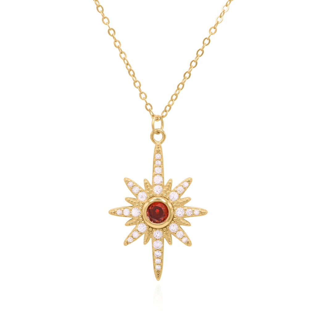 Collier Heidi North Star avec pierre de naissance | Plaqué or 18 carats