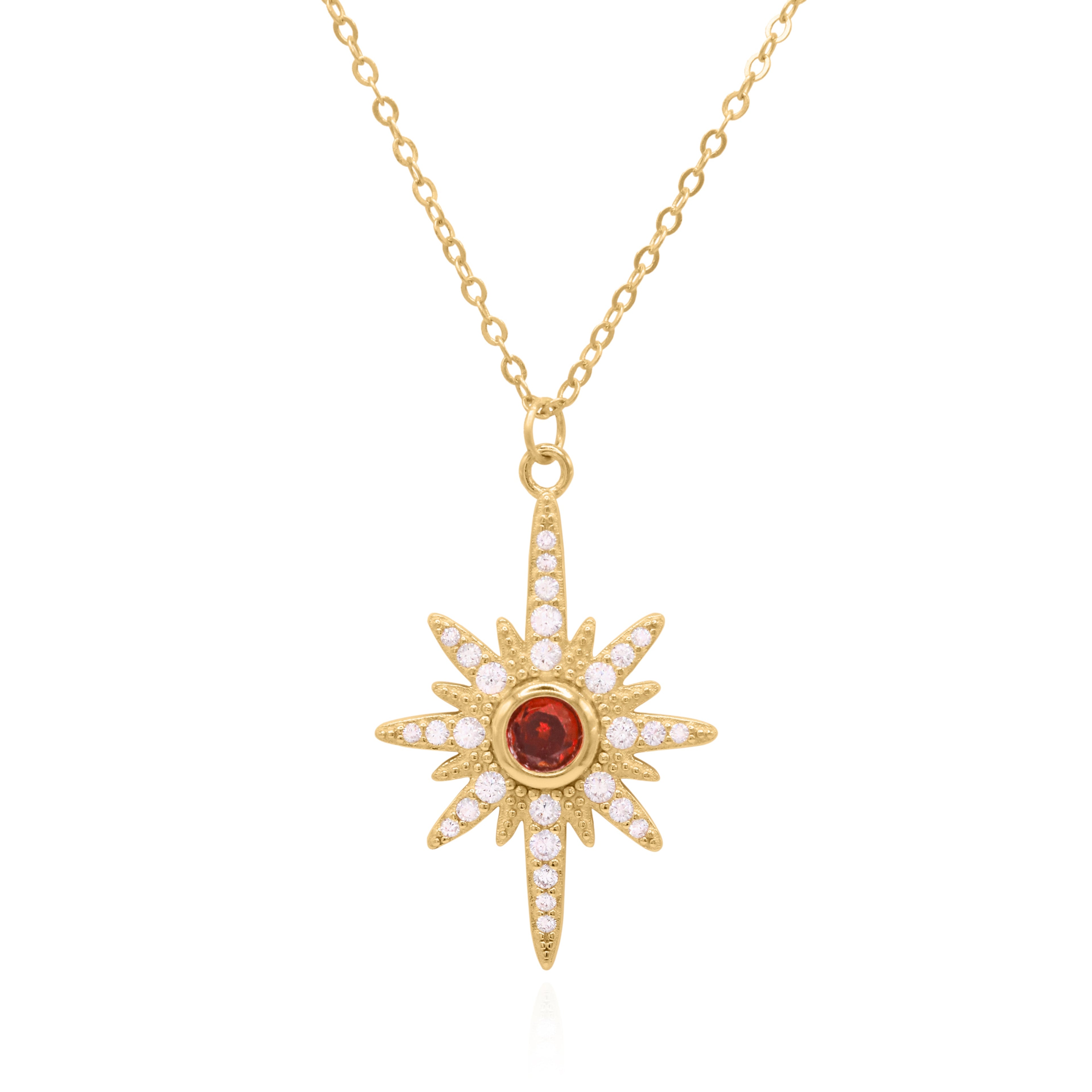 Collier Heidi North Star avec pierre de naissance | Plaqué or 18 carats