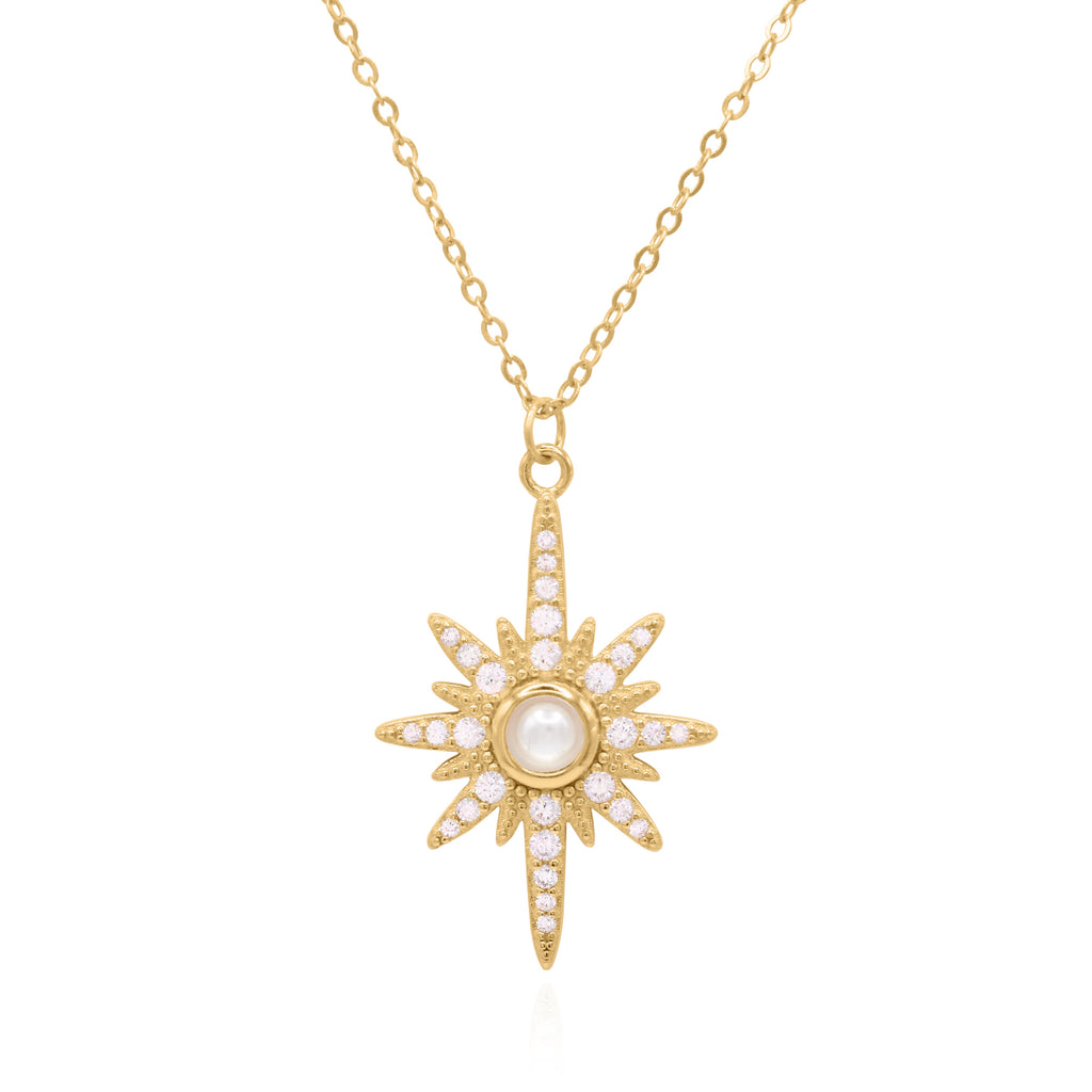 Collier Heidi North Star avec pierre de naissance | Plaqué or 18 carats