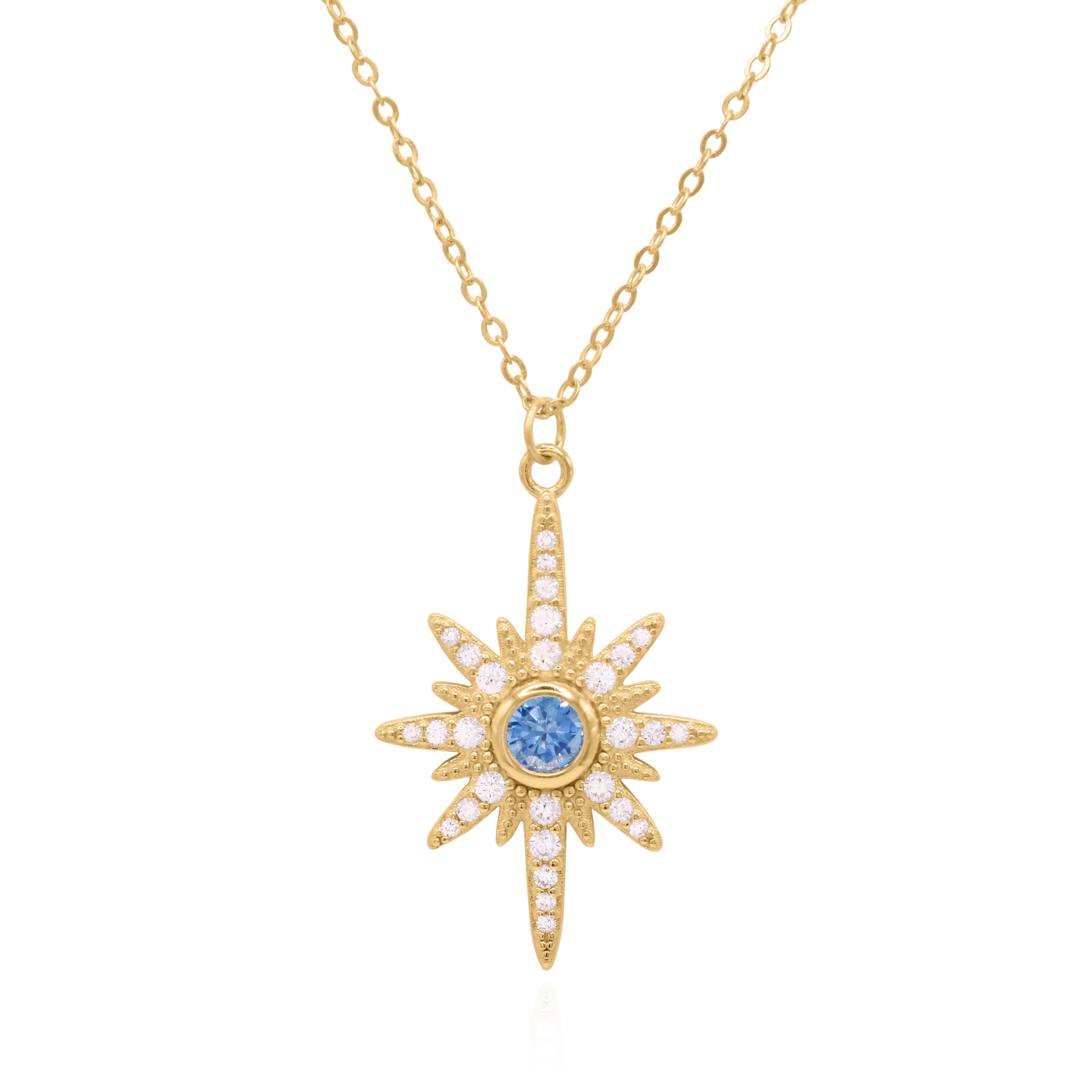Collier Heidi North Star avec pierre de naissance | Plaqué or 18 carats
