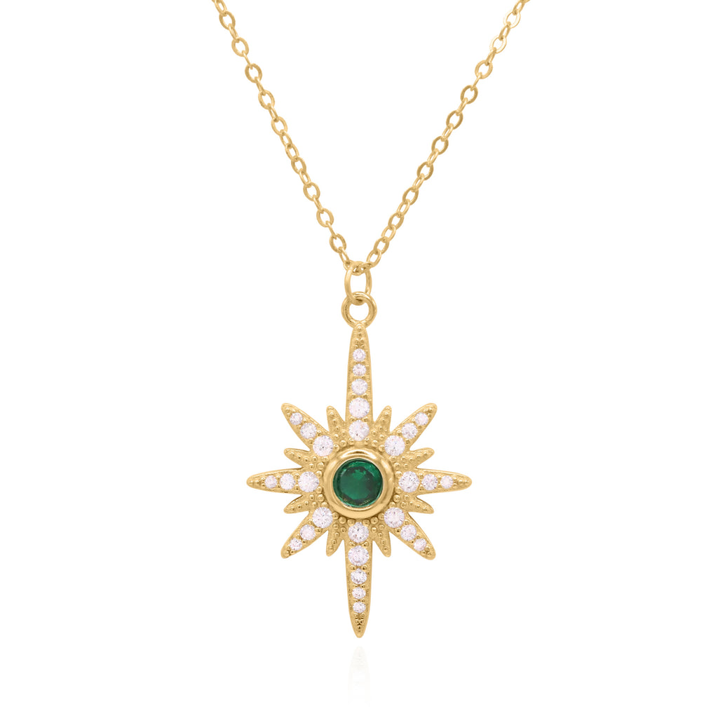 Collier Heidi North Star avec pierre de naissance | Plaqué or 18 carats