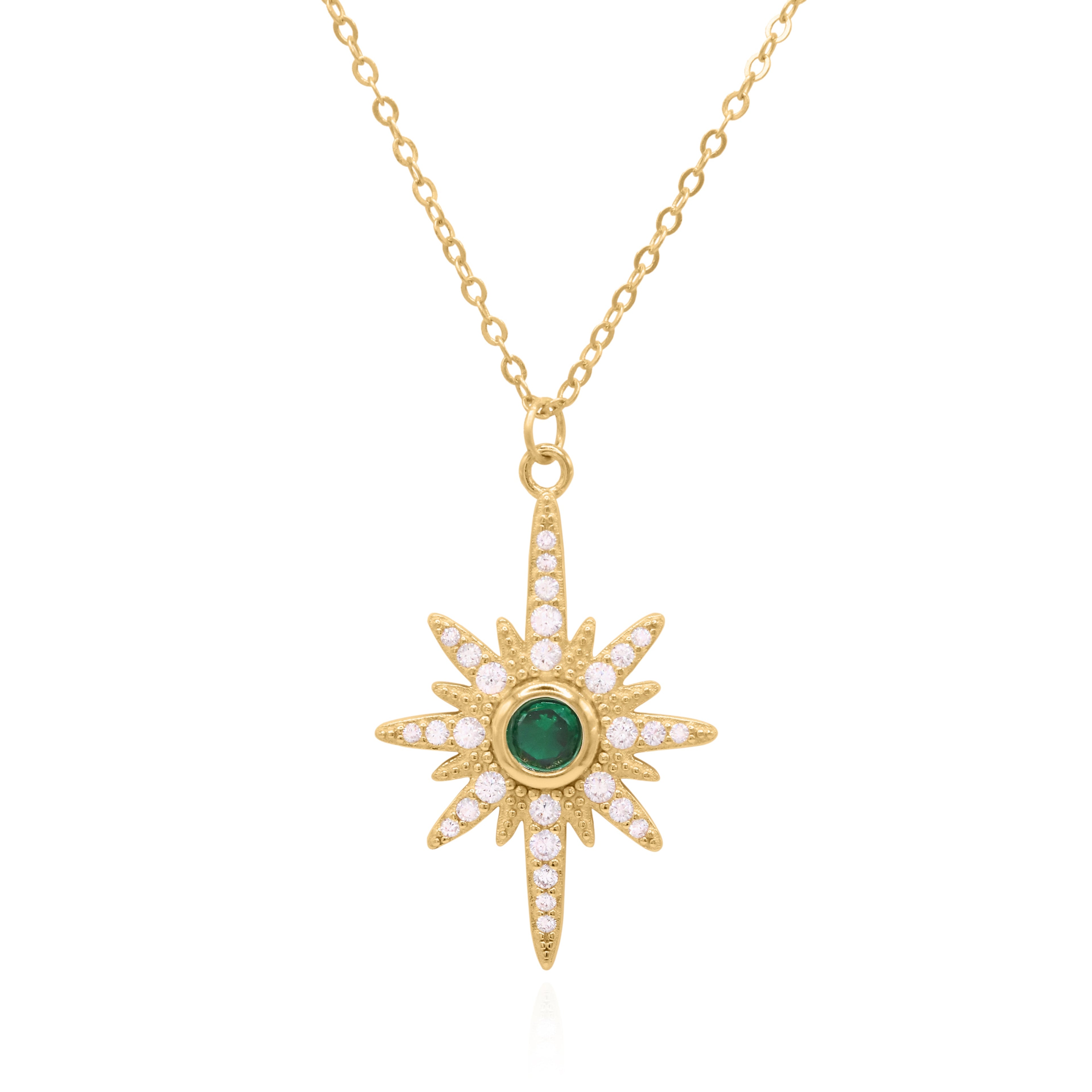 Collier Heidi North Star avec pierre de naissance | Plaqué or 18 carats