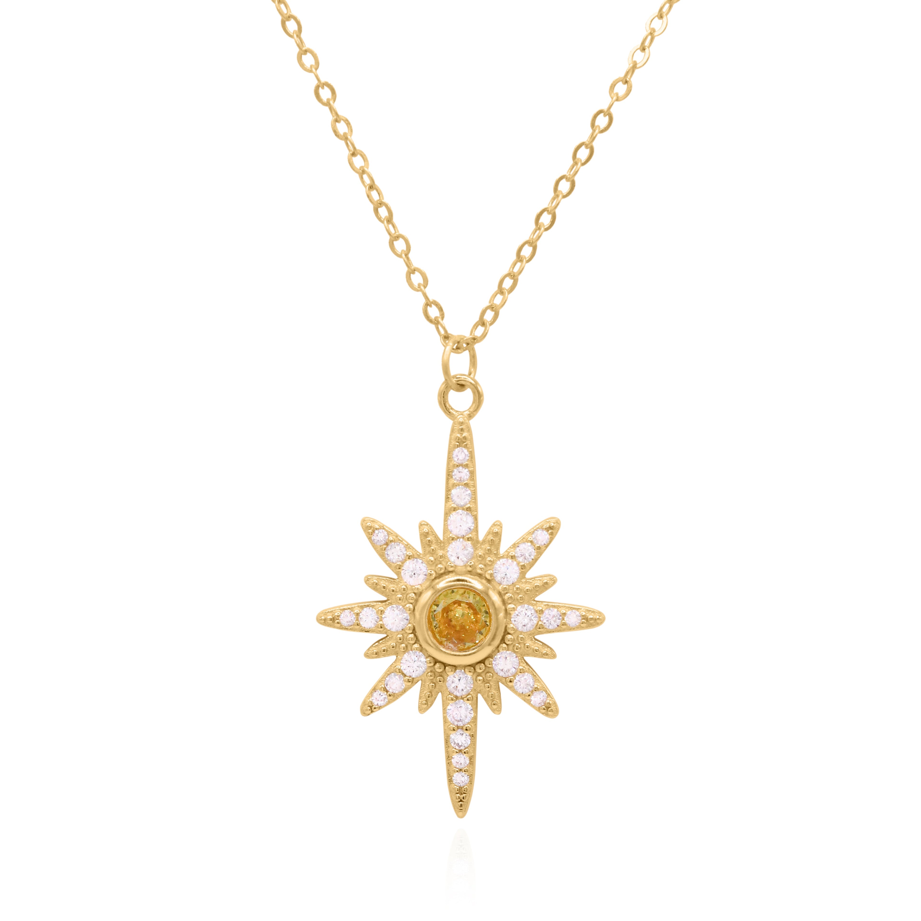 Collier Heidi North Star avec pierre de naissance | Plaqué or 18 carats