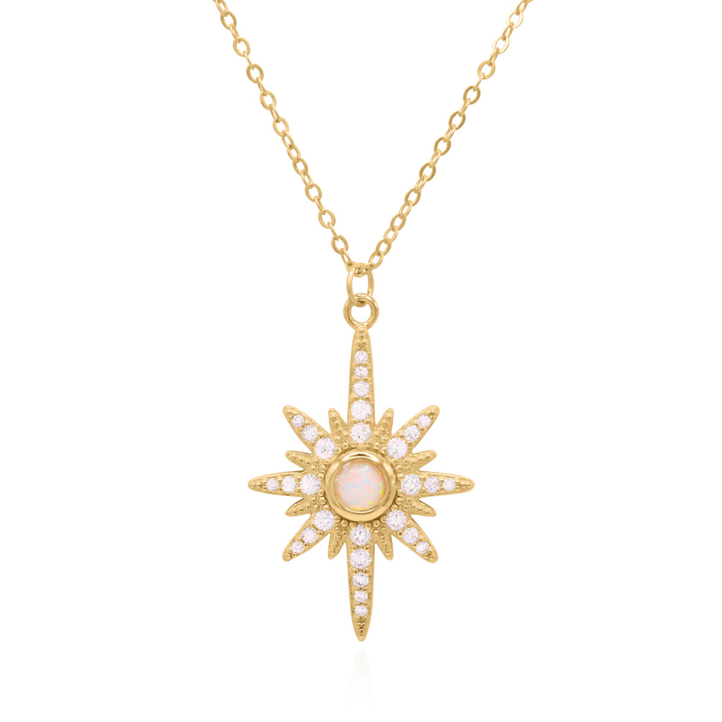 Collier Heidi North Star avec pierre de naissance | Plaqué or 18 carats