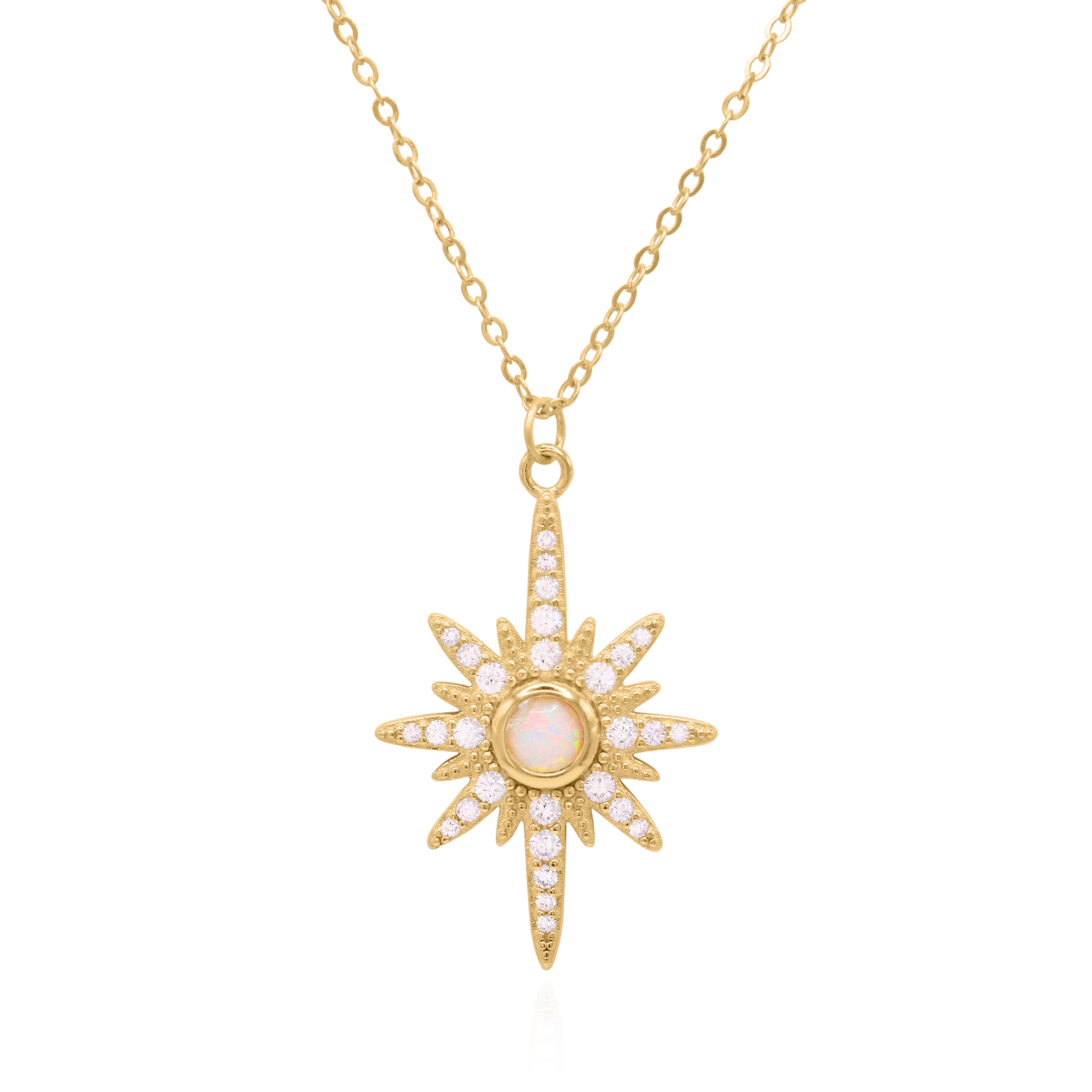 Collier Heidi North Star avec pierre de naissance | Plaqué or 18 carats
