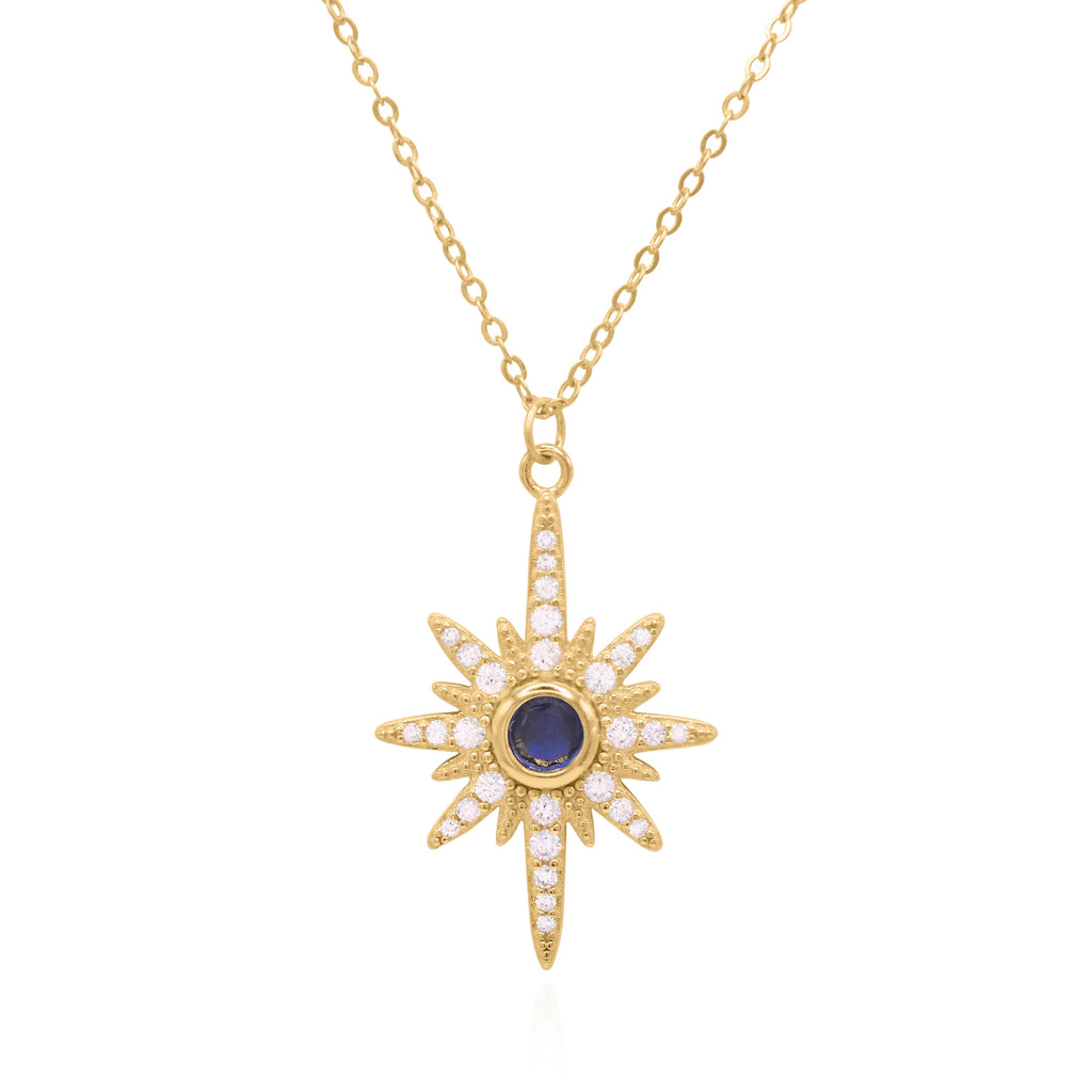 Collier Heidi North Star avec pierre de naissance | Plaqué or 18 carats
