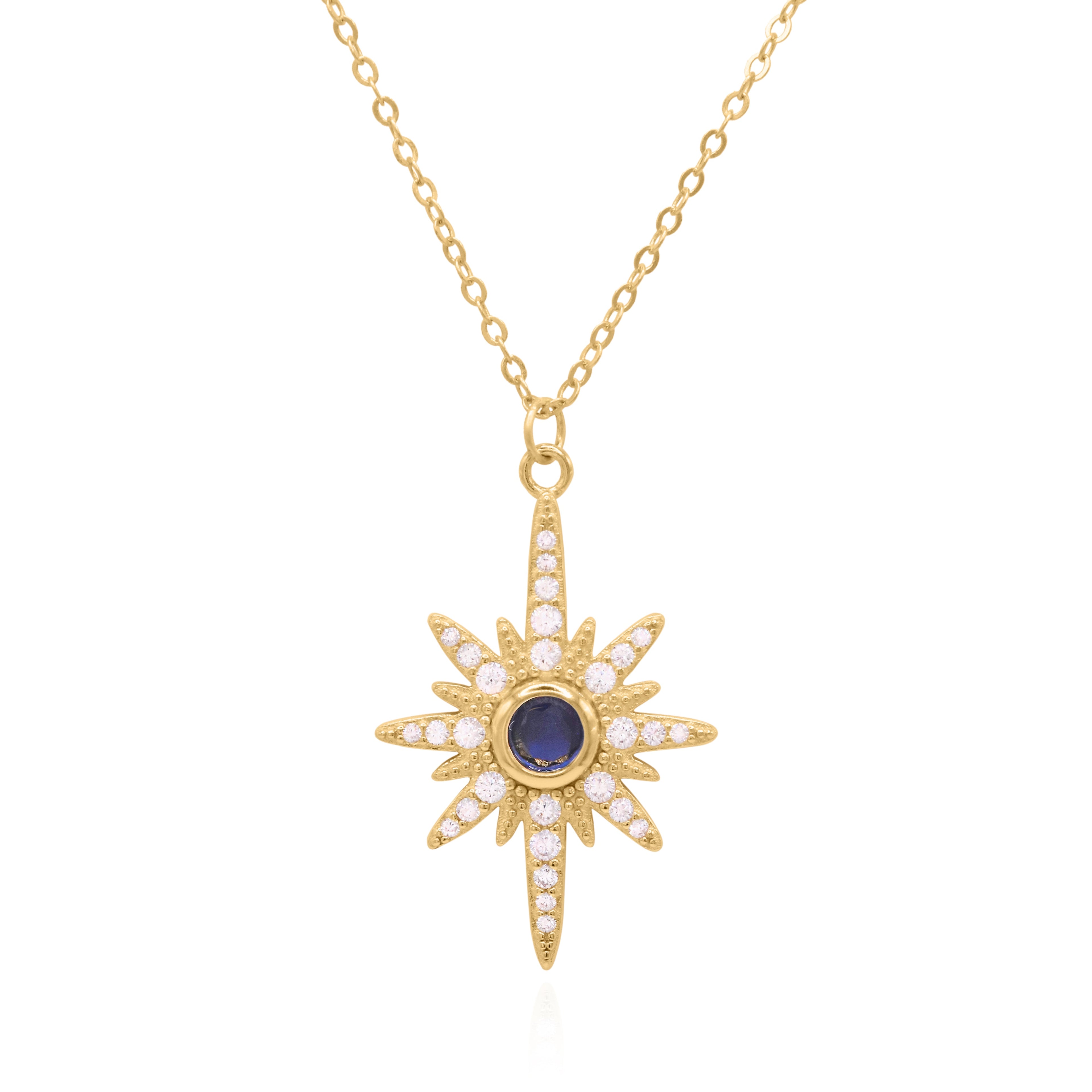 Collier Heidi North Star avec pierre de naissance | Plaqué or 18 carats