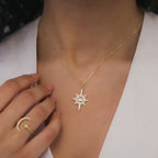Collier Heidi North Star avec pierre de naissance | Plaqué or 18 carats