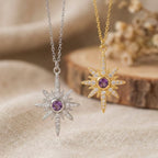 Collier Heidi North Star avec pierre de naissance | Plaqué or 18 carats