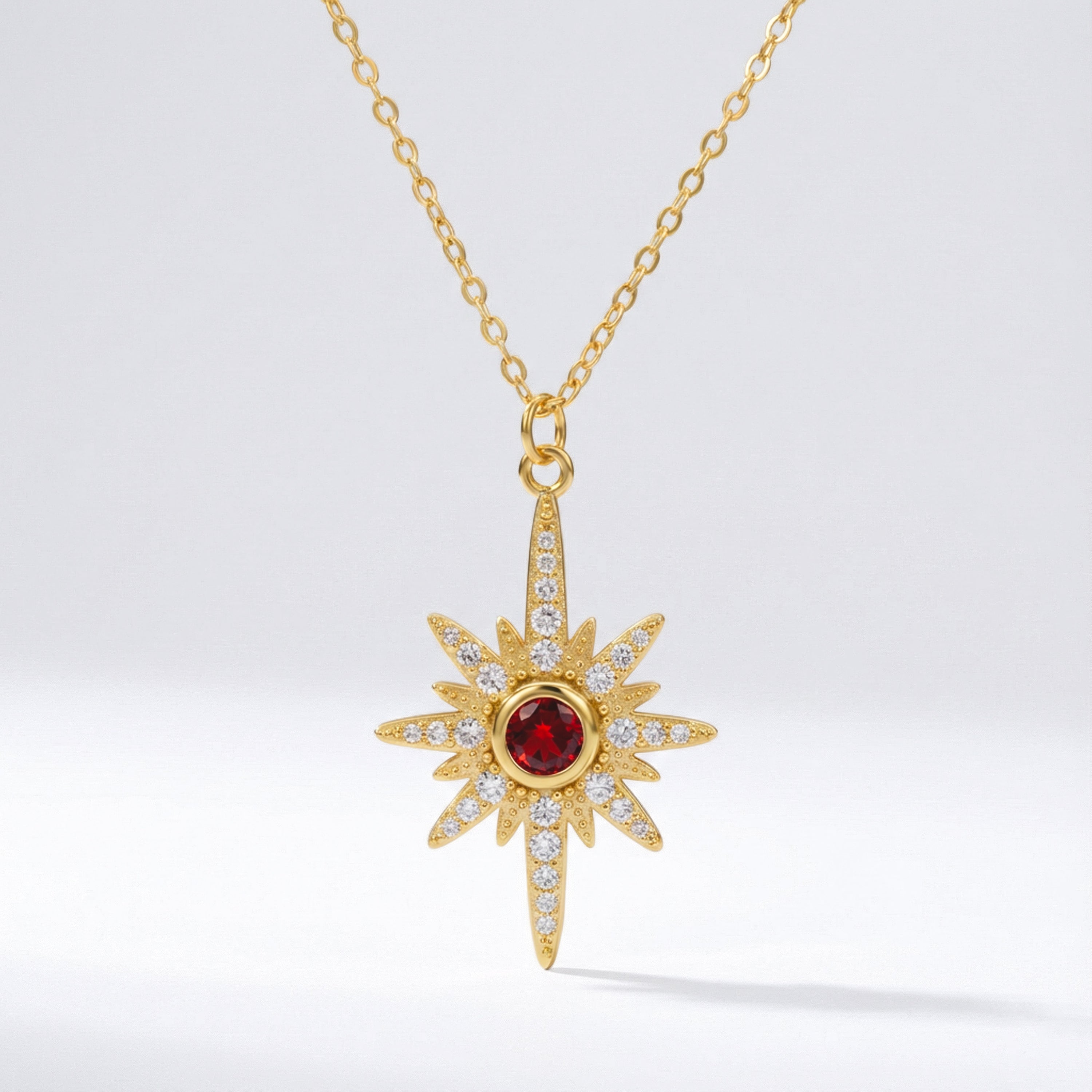 Collier Heidi North Star avec pierre de naissance | Plaqué or 18 carats