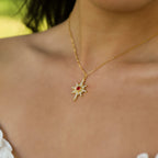 Collier Heidi North Star avec pierre de naissance | Plaqué or 18 carats