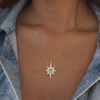 Collier Heidi North Star avec pierre de naissance | Plaqué or 18 carats