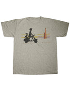 T-shirt Fille en trottinette et Chien
