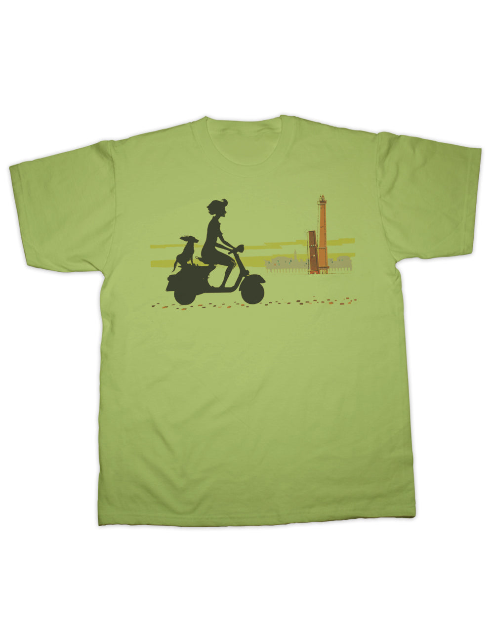 T-shirt Fille en trottinette et Chien