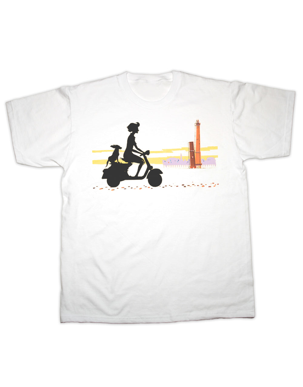 T-shirt Fille en trottinette et Chien
