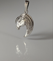 Silver Steed Long Mane Horse Head Silver Pendant