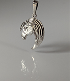 Silver Steed Long Mane Horse Head Silver Pendant