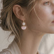 Charis Halfmoon Double Gemstone Earrings Moonstone & Rose Quartz