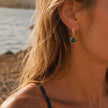 Charis Round Gemstone Earrings Green Onyx, Front CZ Hooks