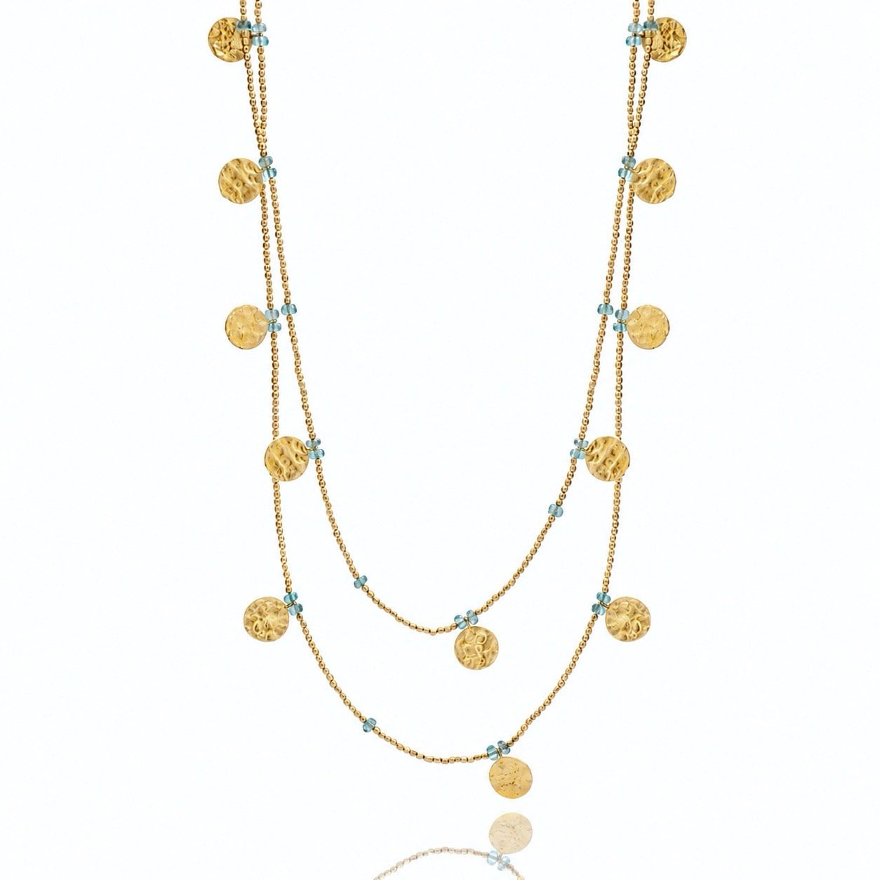 Cleo Long Coin Wrap Necklace: Apatite