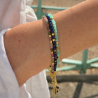 Milos Gemstone and Gold Bead Bracelet Tourmaline