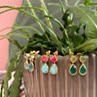 Iris Double Gemstone Drop Earrings with Pariba Onyx & Iolite