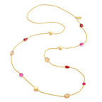 Penelope Multi-Stone Necklace: Fuchsia Onyx, Peach Moon stone & Red Jade