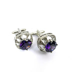 Silver Purple Gem Stone Cufflinks