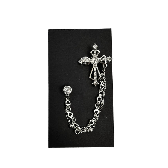 Broche croix strass