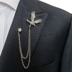 Silver Eagle Brooch Chain Lapel Pin