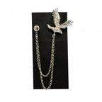 Silver Eagle Brooch Chain Lapel Pin
