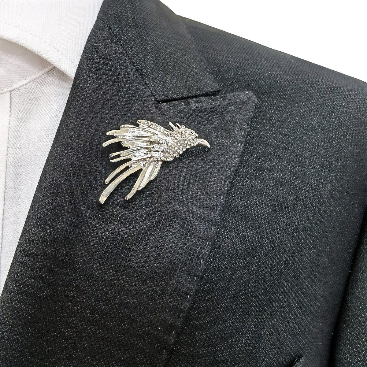 Silver Jewelled Phoenix Lapel Pin