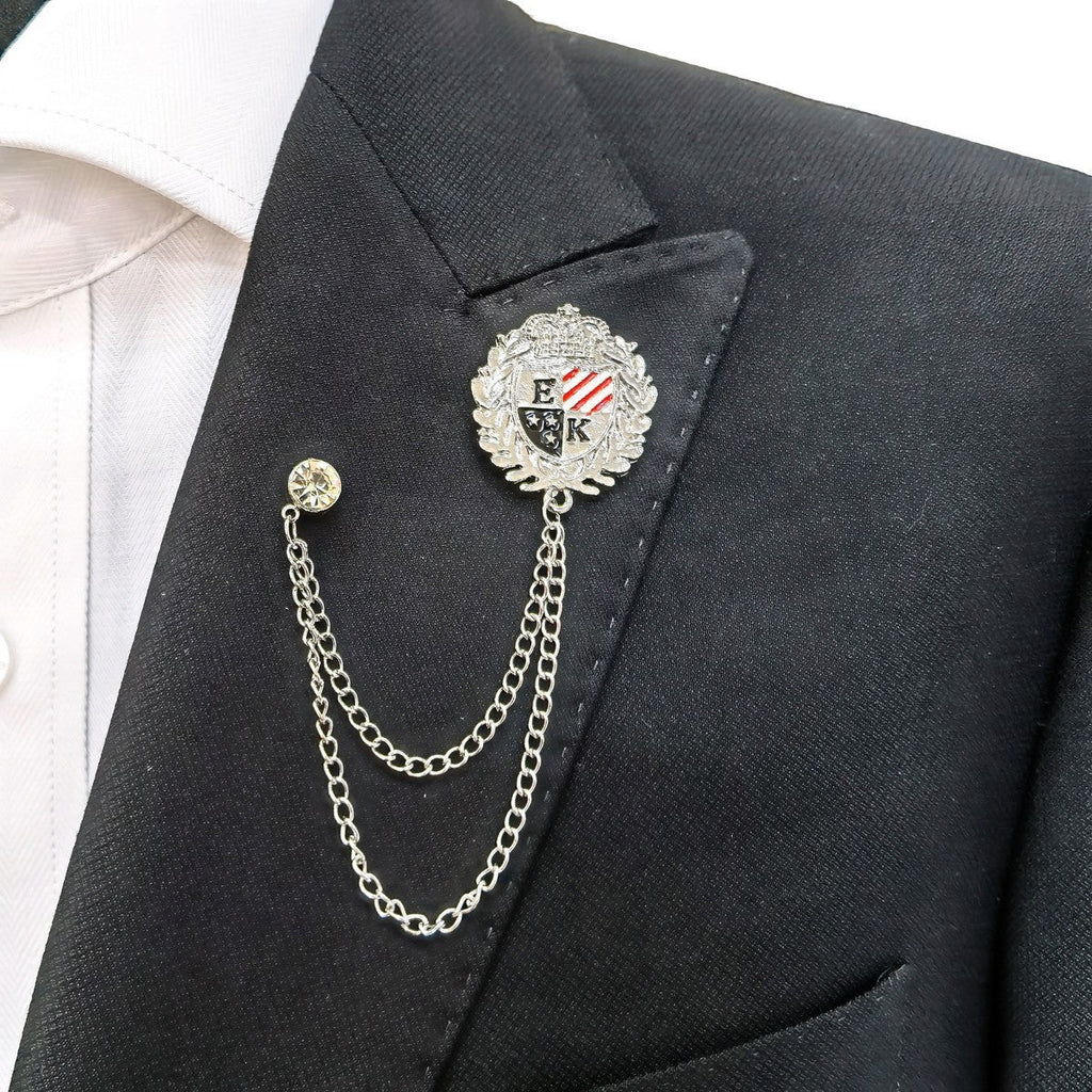 Stars & Stripes Shield Emblem Chain Lapel Pin