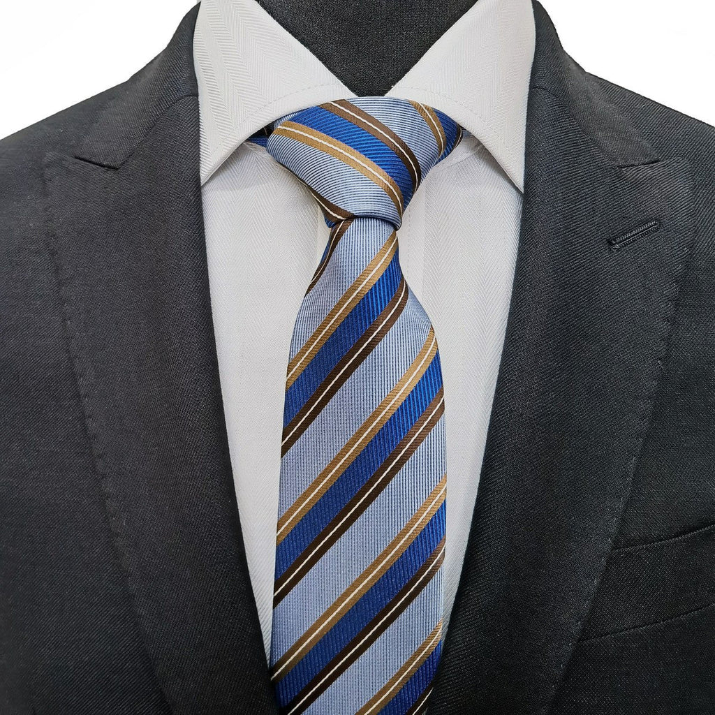 Blue And Brown Stripe Tie