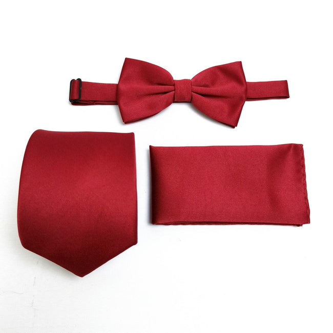 Ensemble cravate et nœud papillon bordeaux