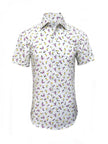 White Berry Print Short Sleeves Shirt