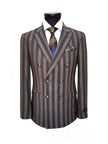 Brown Bold Stripe Double Breasted Suit