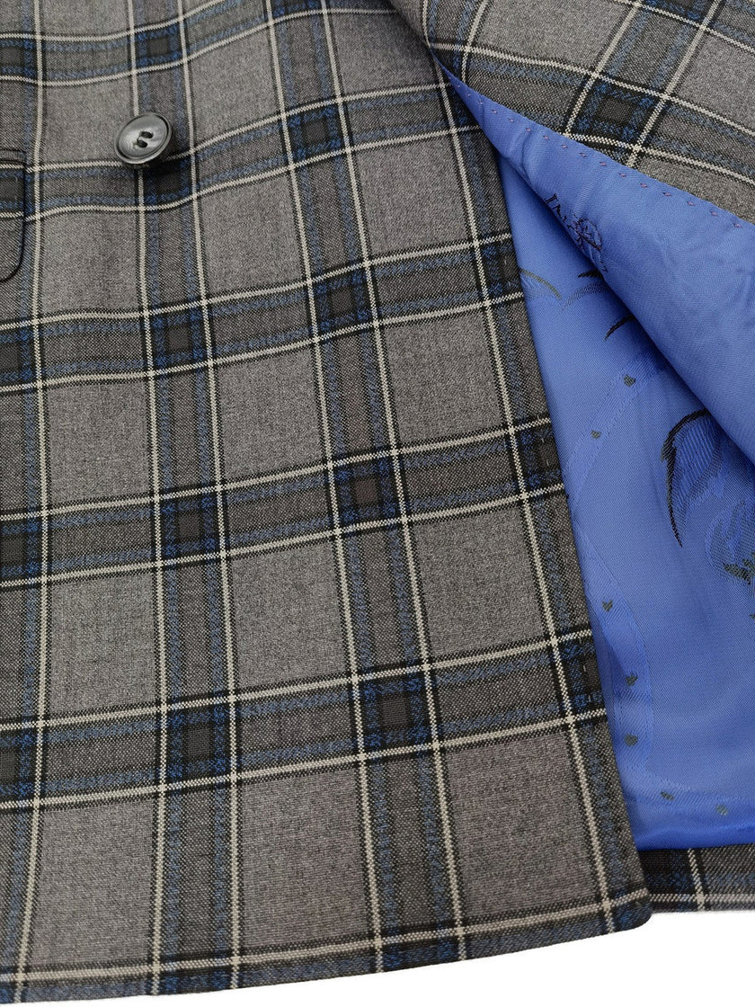 Dark Grey Check Double Breasted Suit