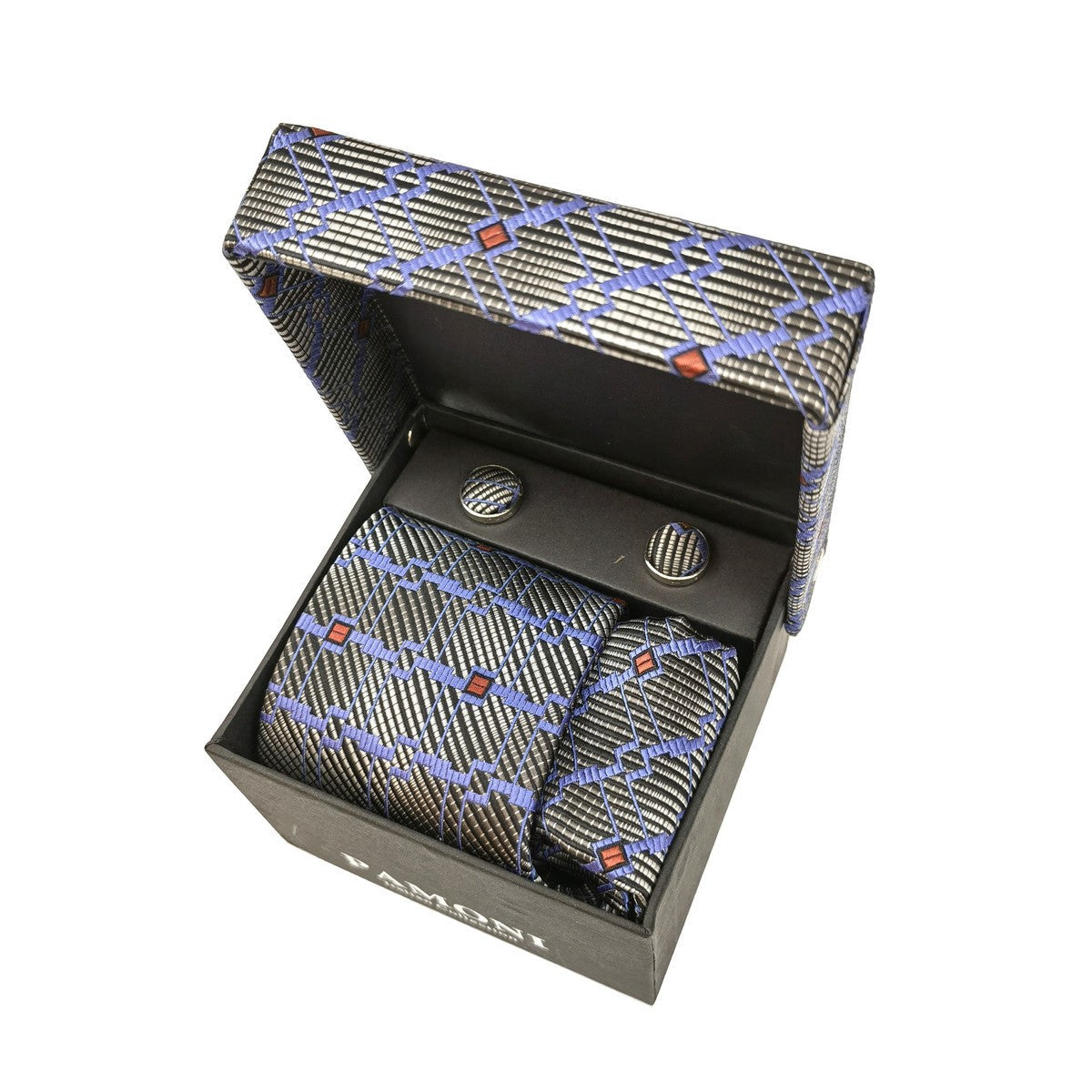 Grey Graphic Tie & Cufflinks Set