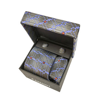Grey Graphic Tie & Cufflinks Set