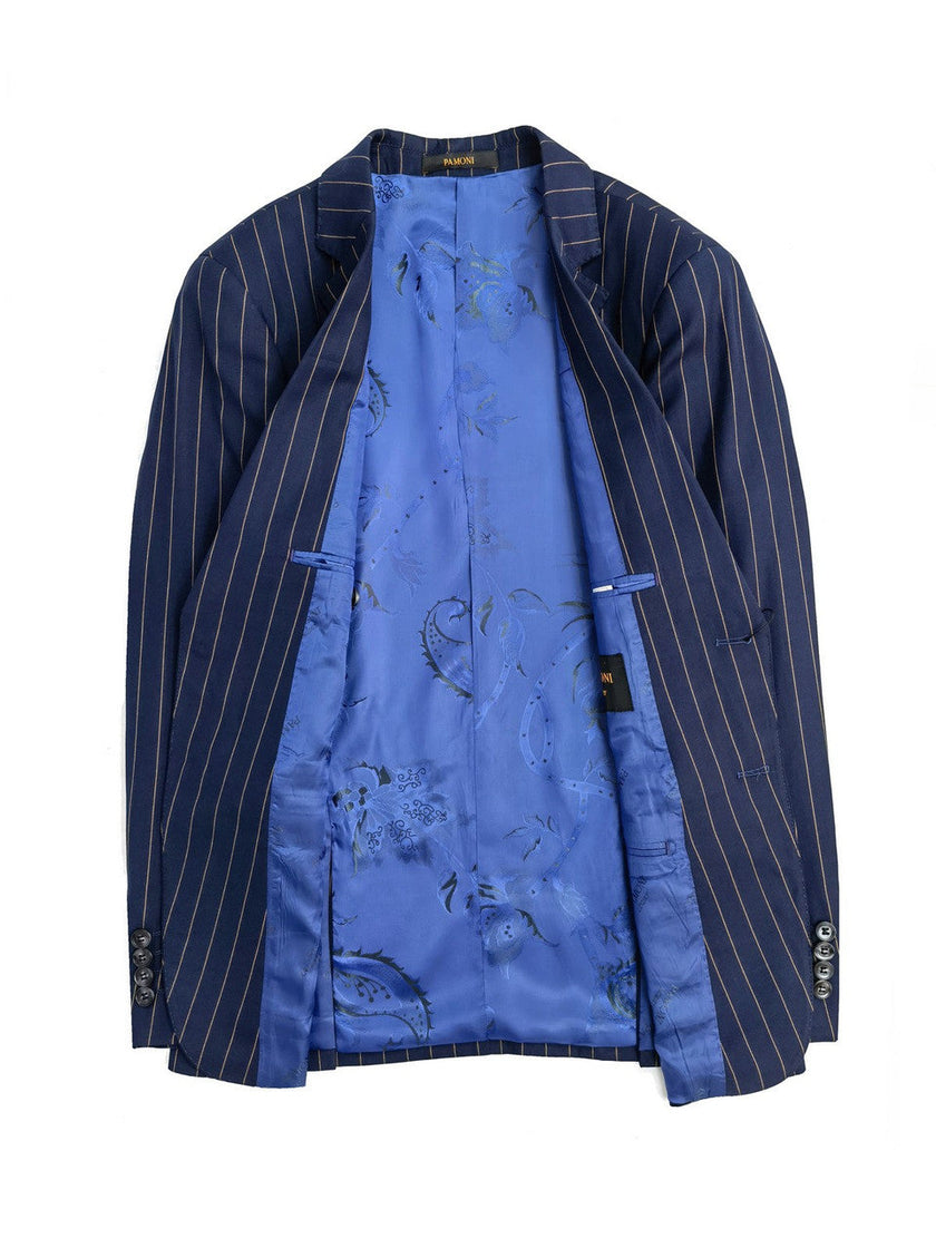 Navy Orange Stripe 3-Piece Suit