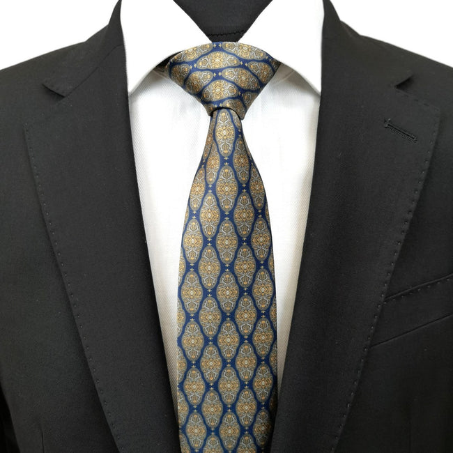Navy Brown Geometric Tie