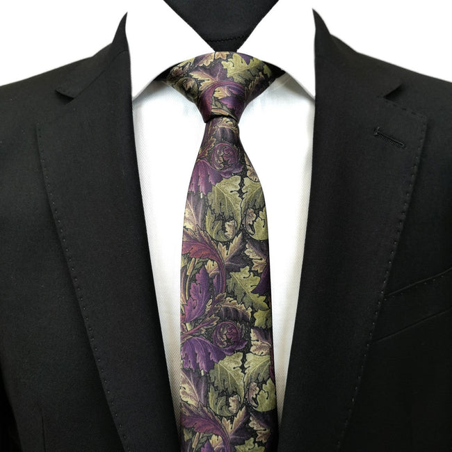 Purple Olive Floral Tie