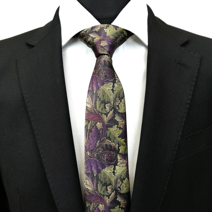 Purple Olive Floral Tie