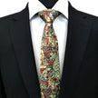 Burgundy Green Animal Print Floral Tie