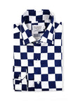 Navy Square Check Slim Fit Shirt