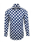 Navy Square Check Slim Fit Shirt