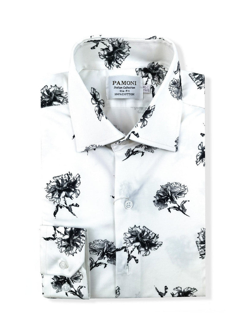 White & Black Floral Shirt