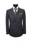Charcoal Bold Stripe Double Breasted Suit